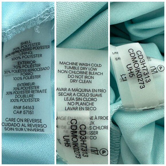 Calvin Klein Tiered Chiffon Midi Dress in Aqua Floral Boho Feminine Women's 12 - Picture 7 of 10